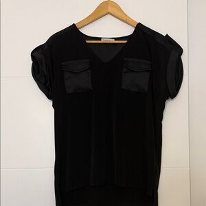Calvin Klein Collection Black V-Neck Blouse